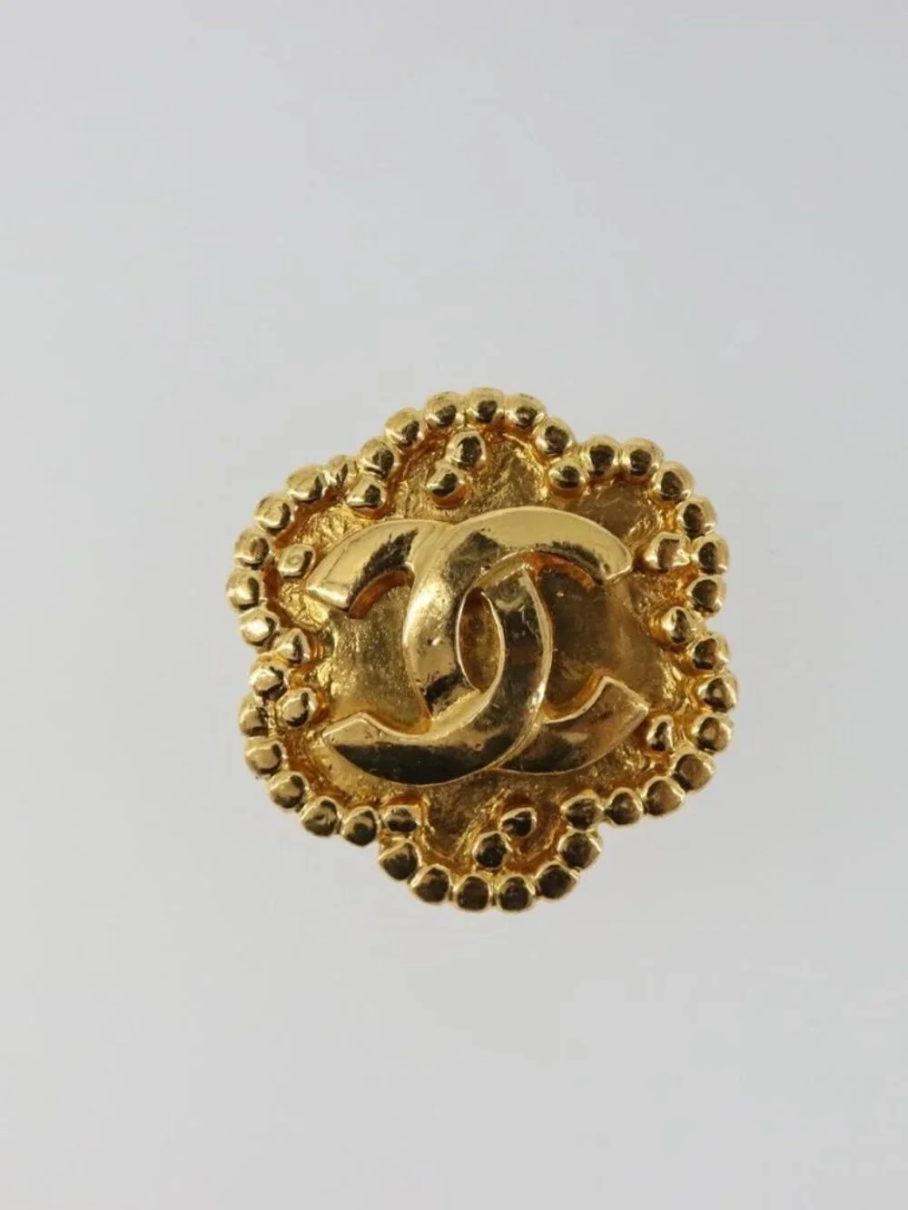 CHANEL Earring Metal Gold Tone CC Auth BA13636M